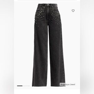 Rag and bone embellished wide leg sofie jeans